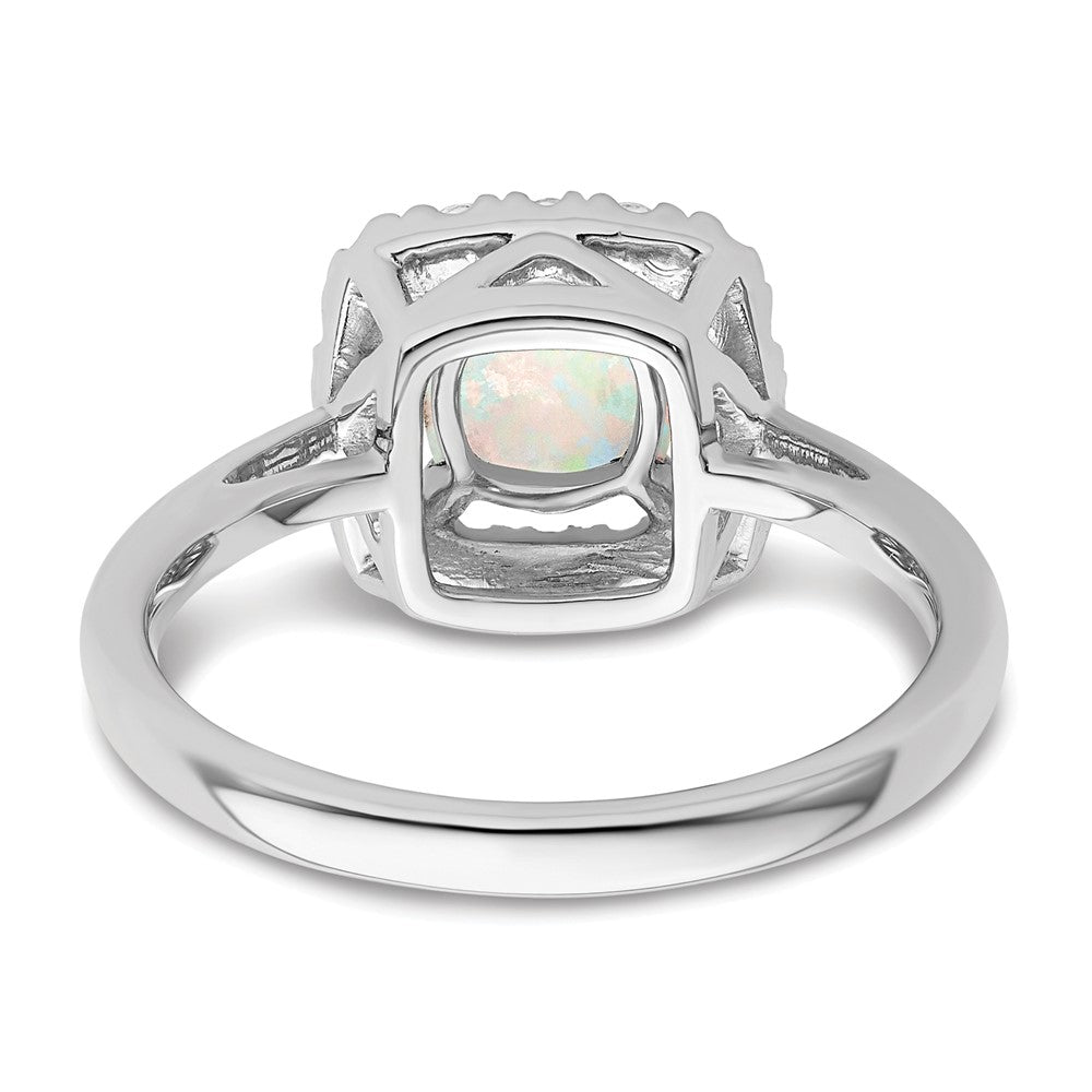 14K White Gold Lab Grown VS/SI FGH Dia and Opal Halo Ring