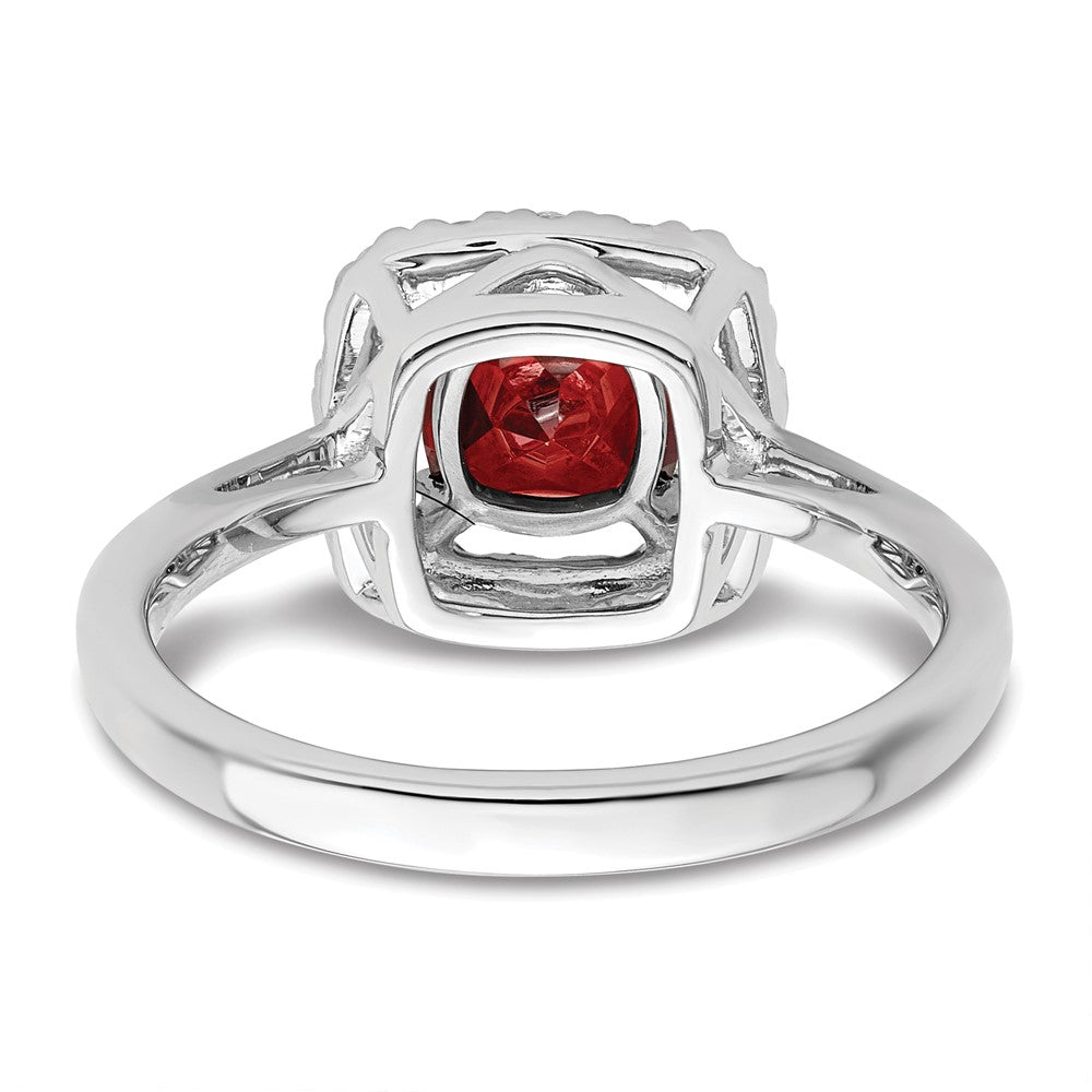 14K White Gold Lab Grown VS/SI FGH Dia and Garnet Halo Ring