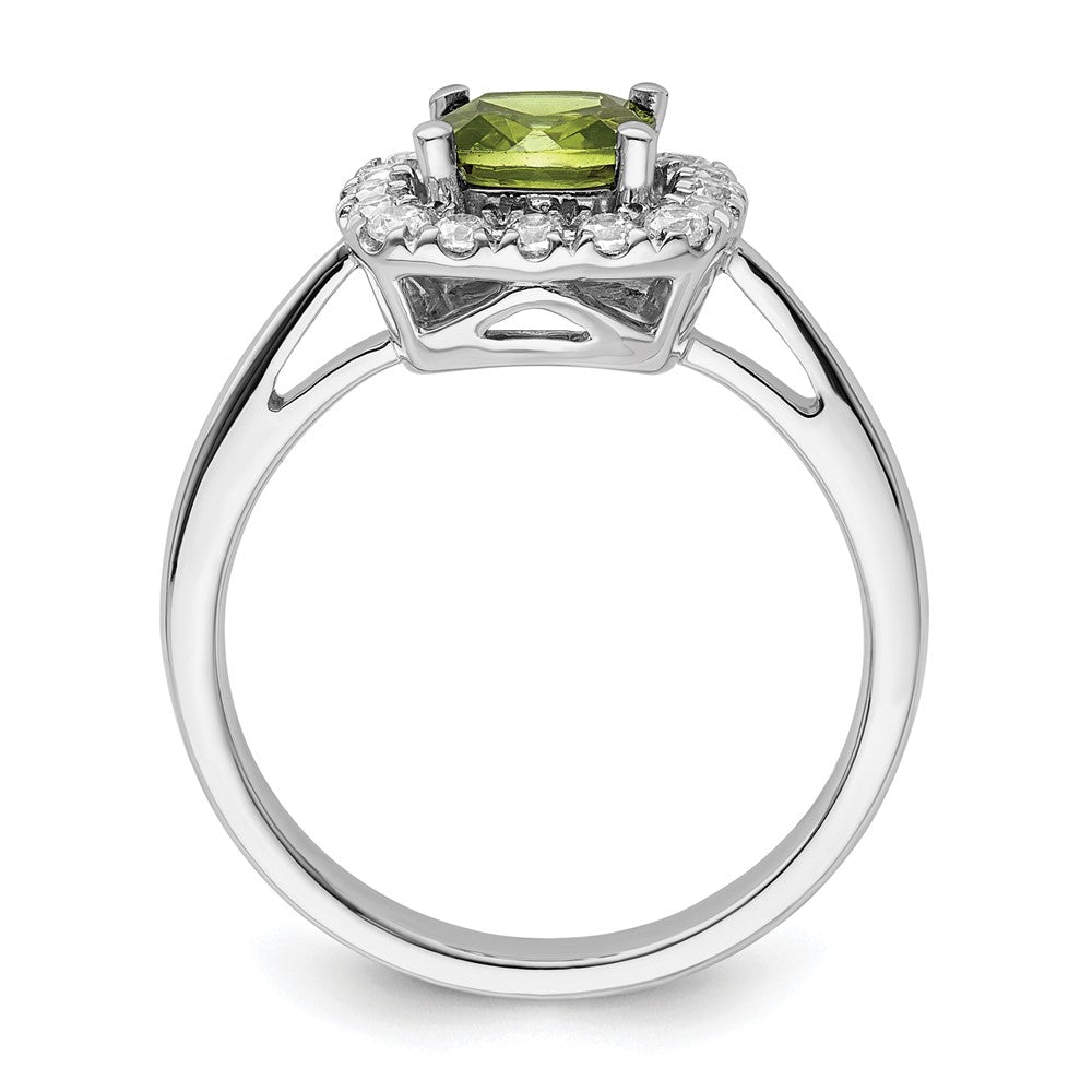 14K White Gold Lab Grown VS/SI FGH Dia and Peridot Halo Ring