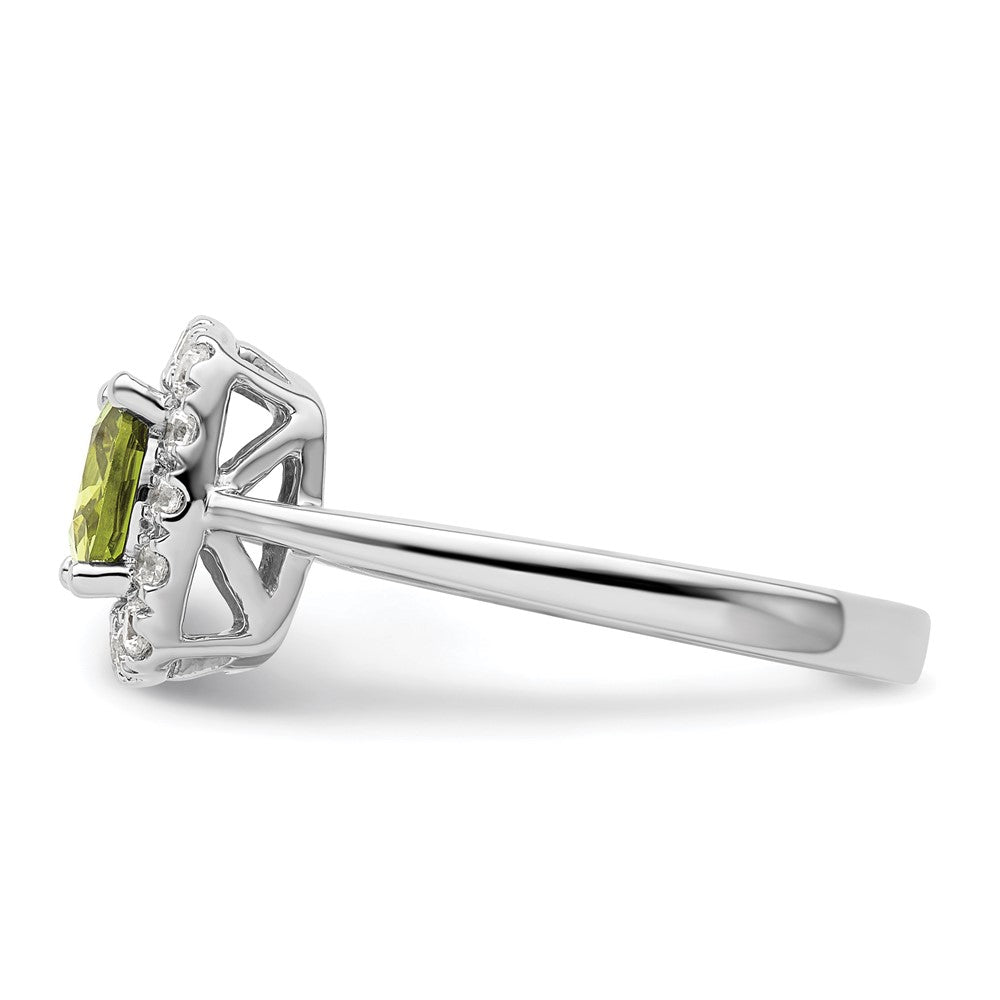 14K White Gold Lab Grown VS/SI FGH Dia and Peridot Halo Ring