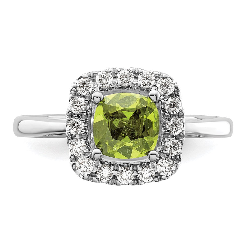 14K White Gold Lab Grown VS/SI FGH Dia and Peridot Halo Ring