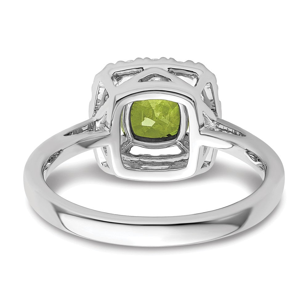 14K White Gold Lab Grown VS/SI FGH Dia and Peridot Halo Ring