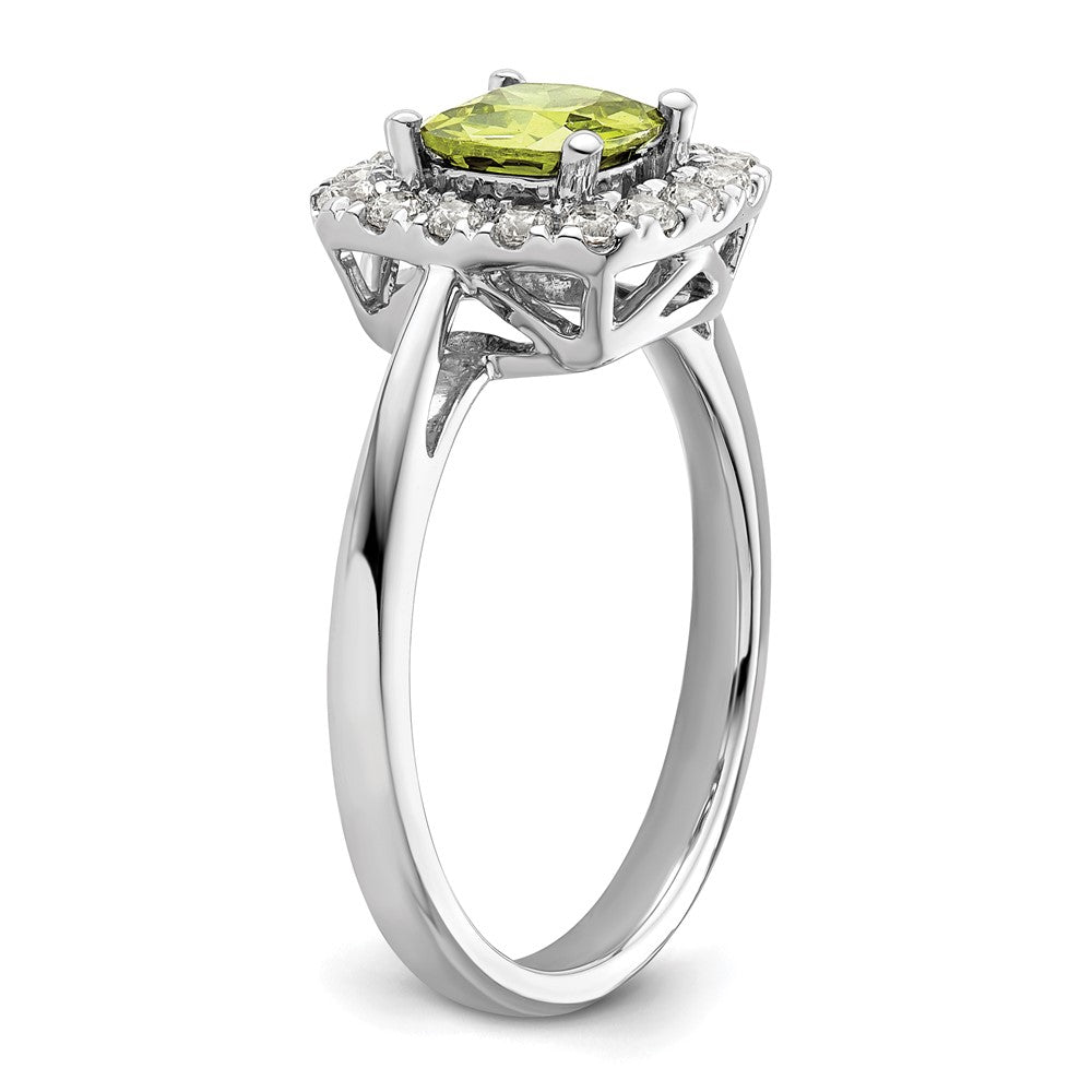 14K White Gold Lab Grown VS/SI FGH Dia and Peridot Halo Ring