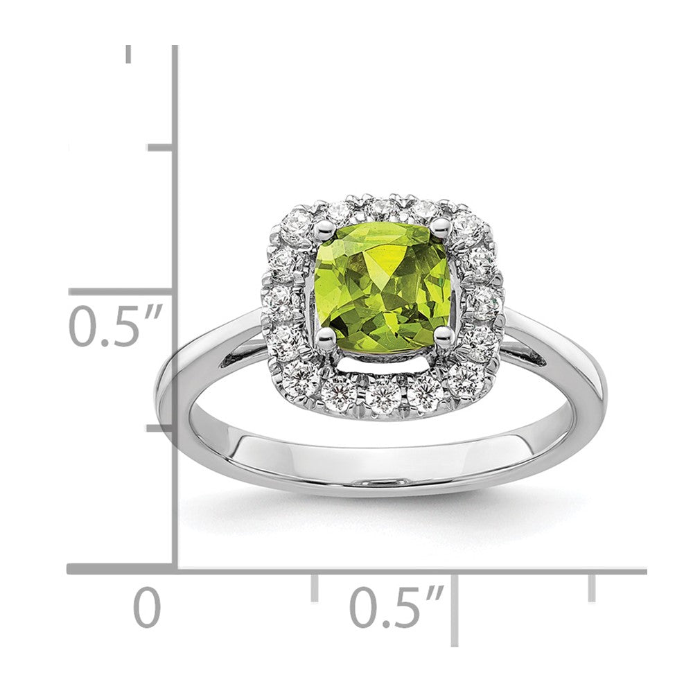 14K White Gold Lab Grown VS/SI FGH Dia and Peridot Halo Ring