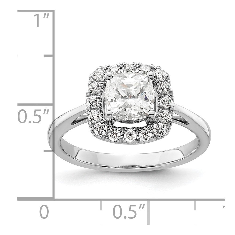 14K White Gold Lab Grown VS/SI FGH Dia and White Sapphire Halo Ring