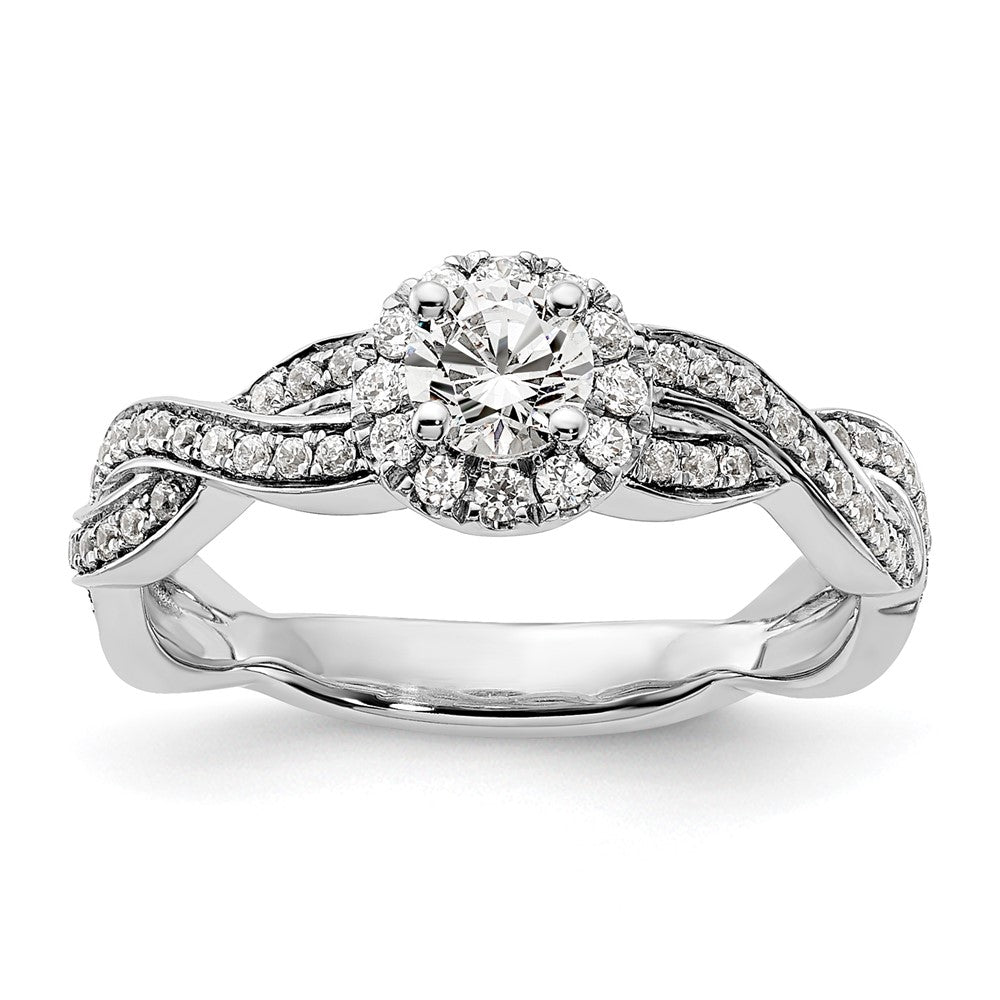 14K White Gold Eternal Promise Lab Grown VS/SI FGH Dia Halo Complete Ring