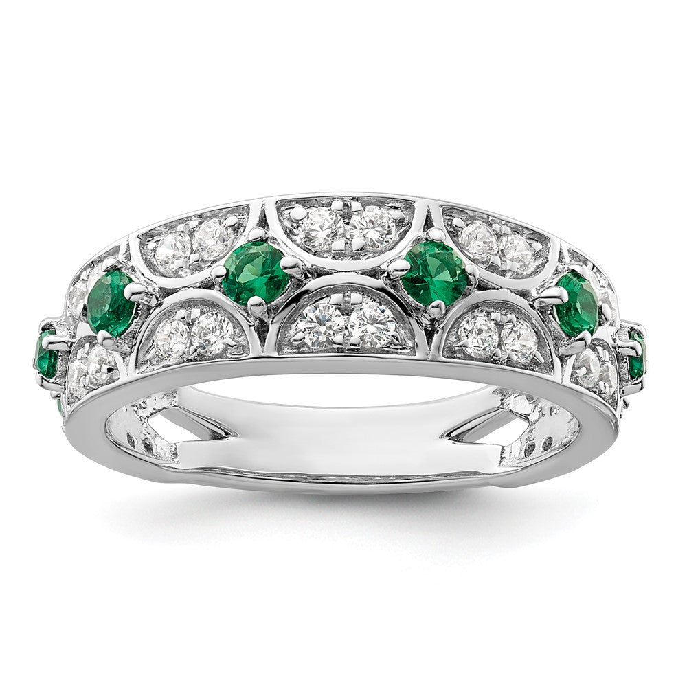 14K White Gold Lab Grown Diamond VS/SI FGH & Cr Emerald Ring