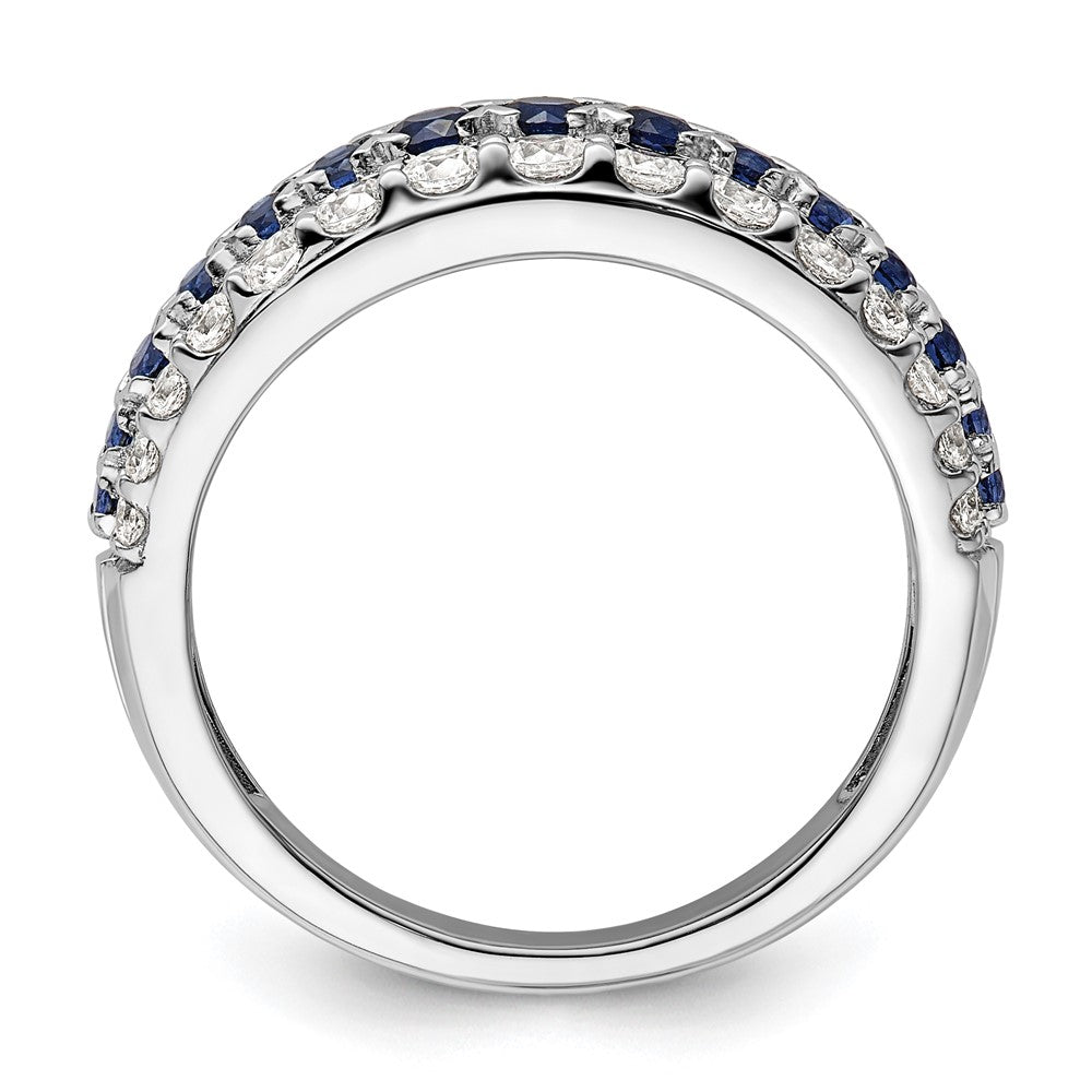 14K White Gold Lab Grown Diamond VS/SI FGH & Cr Blue Sapphire Ring