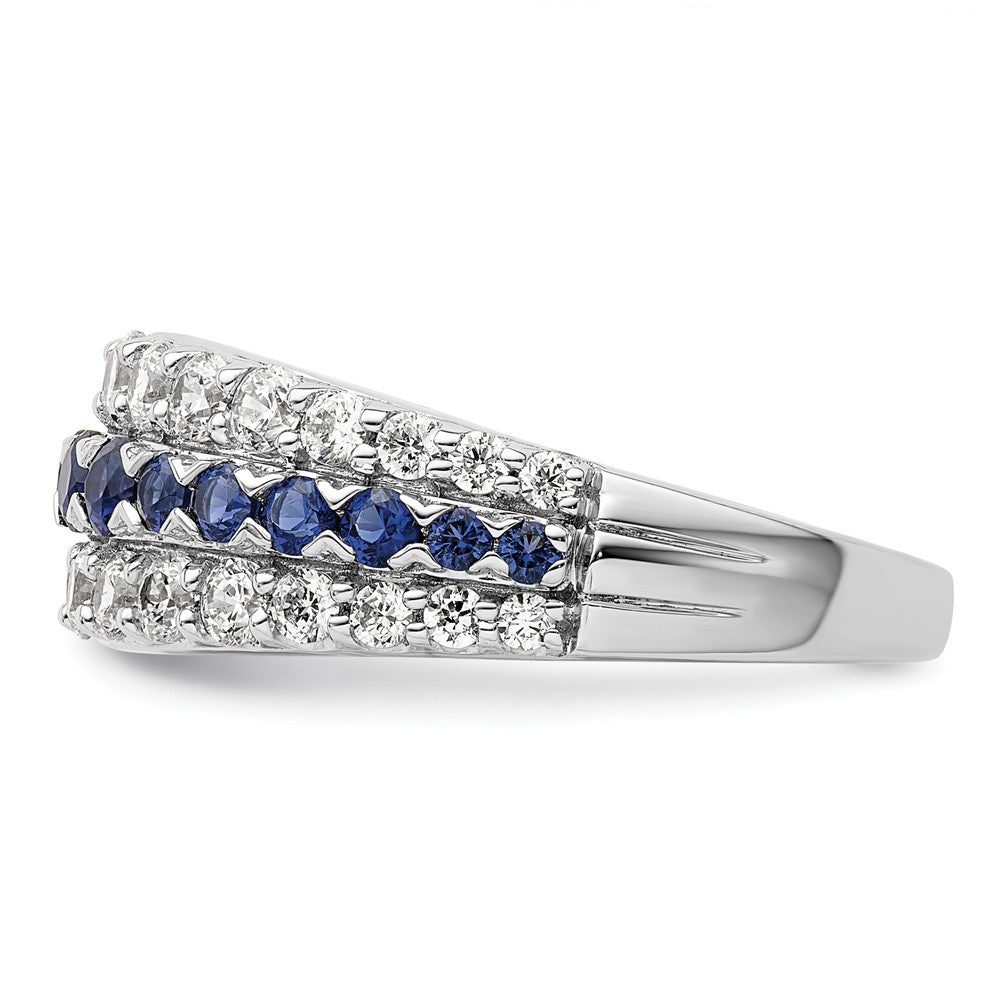 14K White Gold Lab Grown Diamond VS/SI FGH & Cr Blue Sapphire Ring