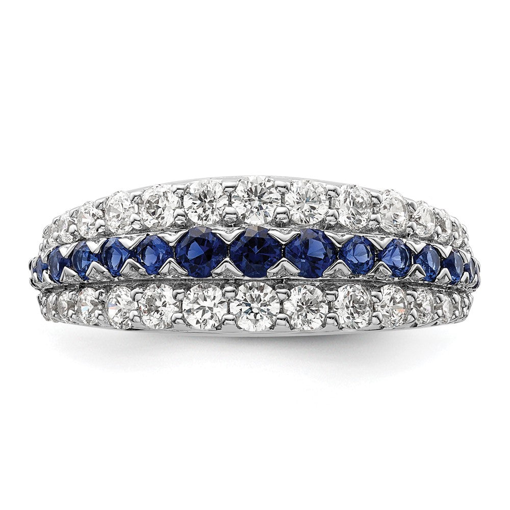 14K White Gold Lab Grown Diamond VS/SI FGH & Cr Blue Sapphire Ring