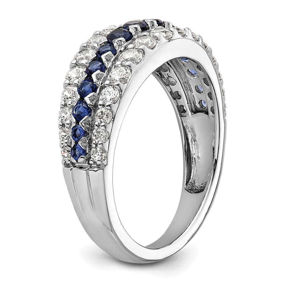 14K White Gold Lab Grown Diamond VS/SI FGH & Cr Blue Sapphire Ring