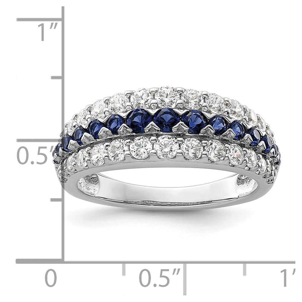 14K White Gold Lab Grown Diamond VS/SI FGH & Cr Blue Sapphire Ring