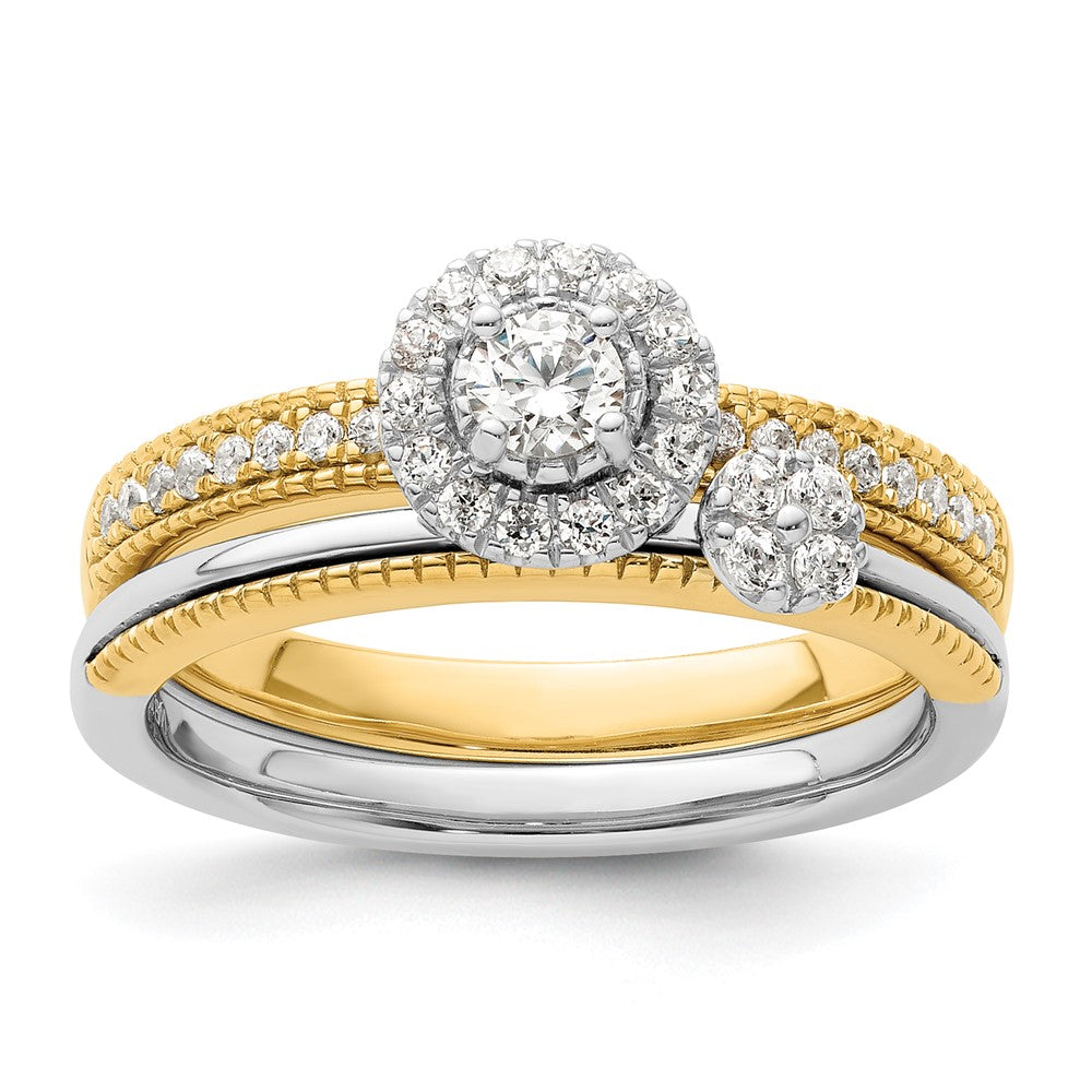 14K Two-Tone Lab Grown VS/SI FGH Dia Two Promises Halo Complete Engagement