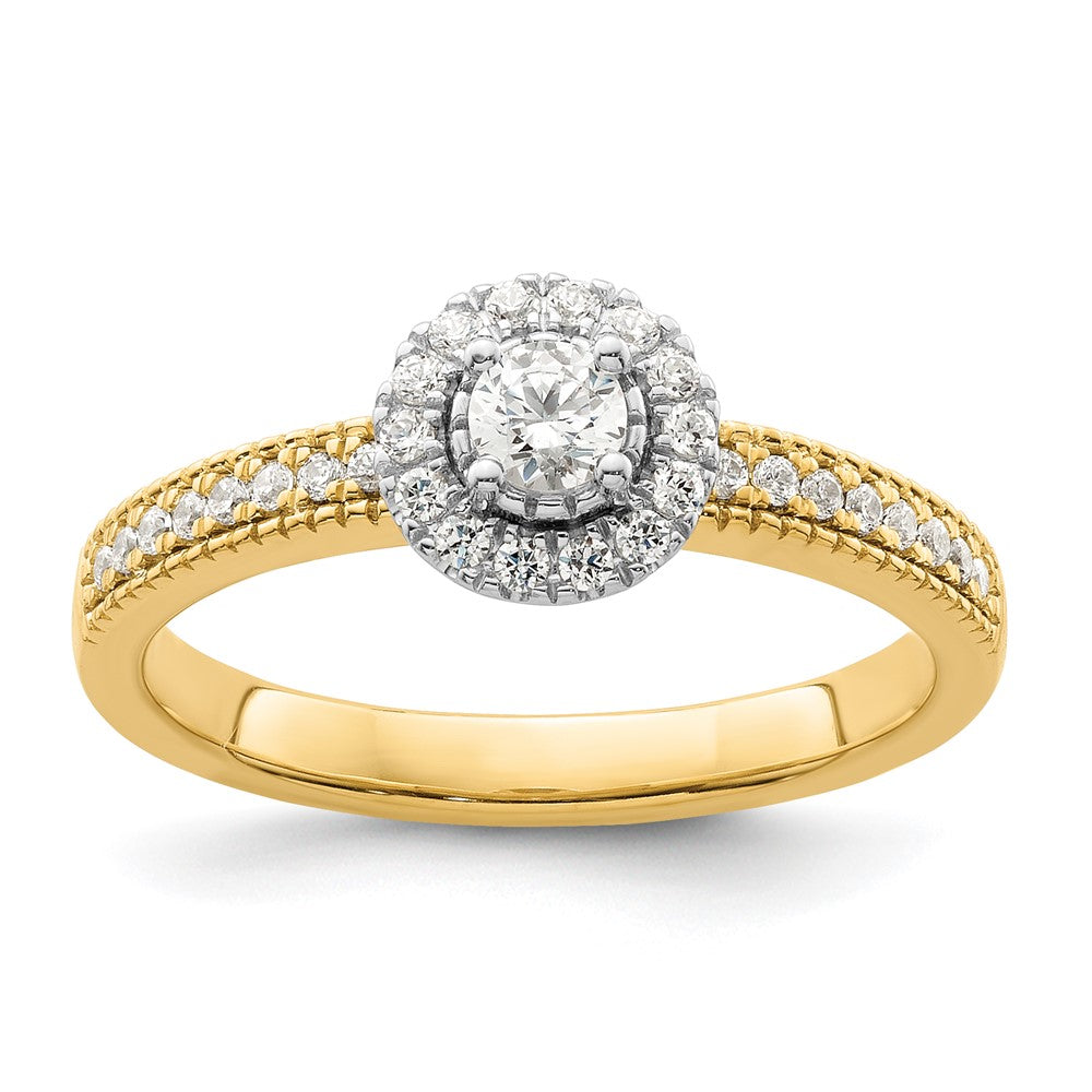 14K Two-Tone Lab Grown VS/SI FGH Dia Two Promises Halo Complete Engagement