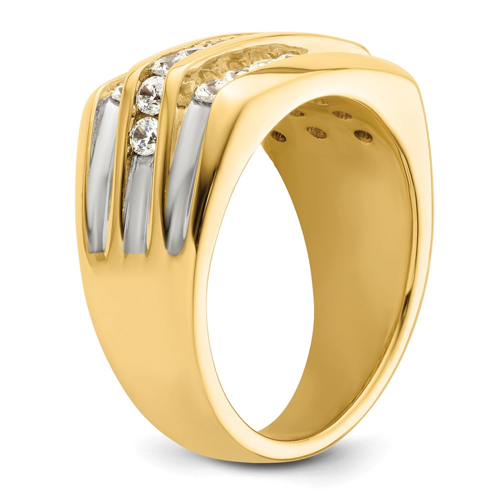 14K Lab Grown VS/SI FGH Dia 3 Row Men's Ring