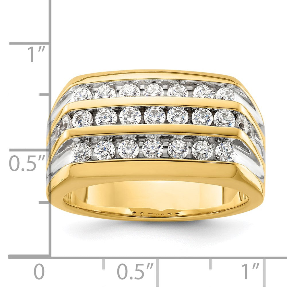 14K Lab Grown VS/SI FGH Dia 3 Row Men's Ring