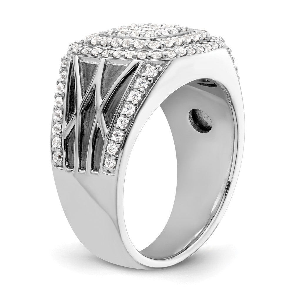 14K White Gold Lab Grown VS/SI FGH Dia Side Design Men's Ring