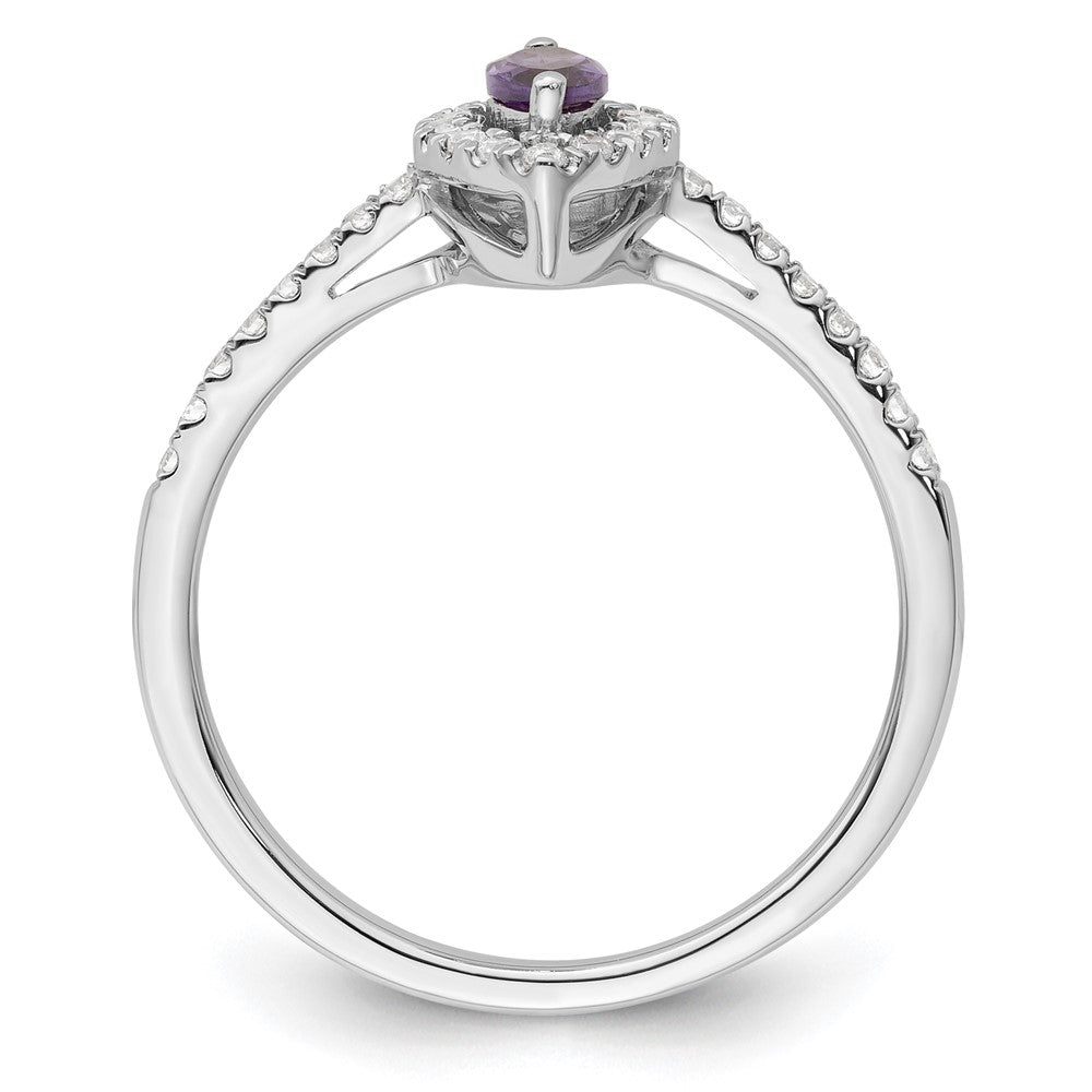 14K White Gold Lab Grown VS/SI FGH Dia and Amethyst Ring