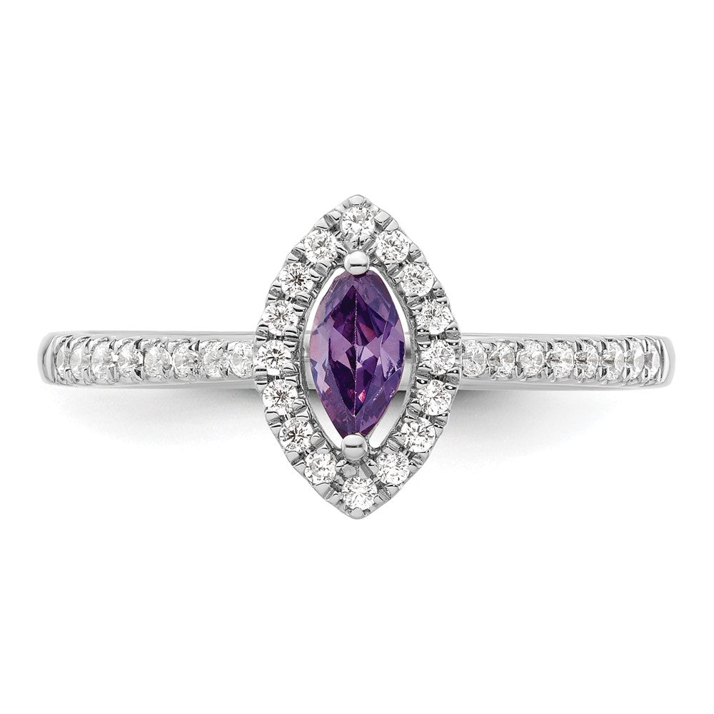 14K White Gold Lab Grown VS/SI FGH Dia and Amethyst Ring