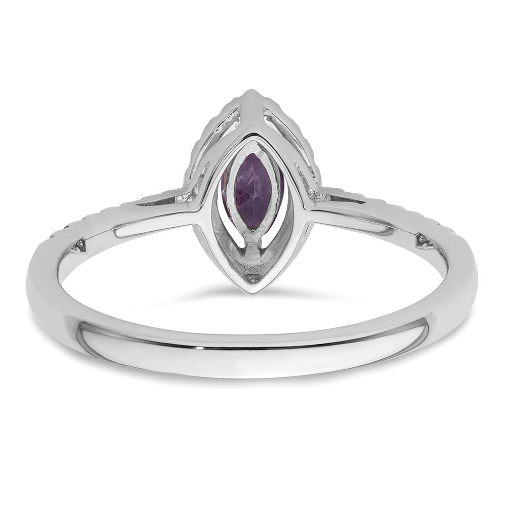 14K White Gold Lab Grown VS/SI FGH Dia and Amethyst Ring