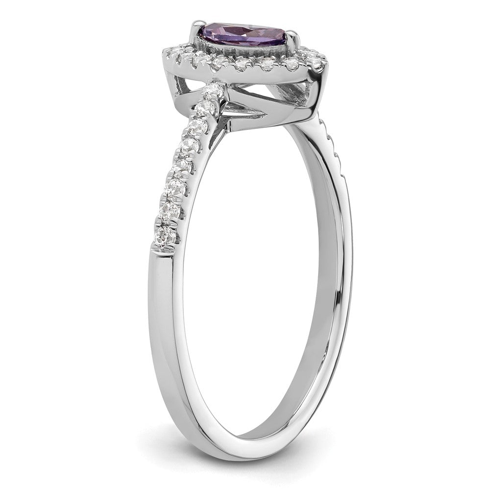 14K White Gold Lab Grown VS/SI FGH Dia and Amethyst Ring