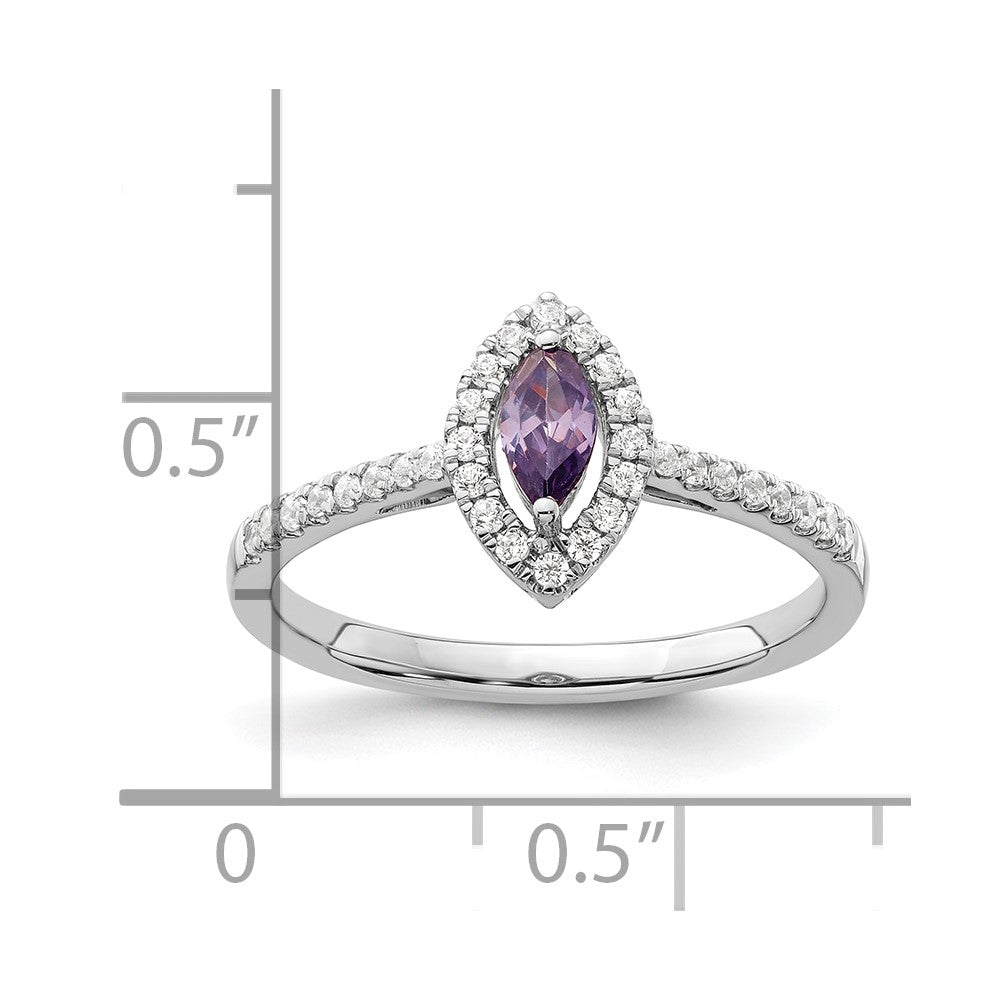 14K White Gold Lab Grown VS/SI FGH Dia and Amethyst Ring