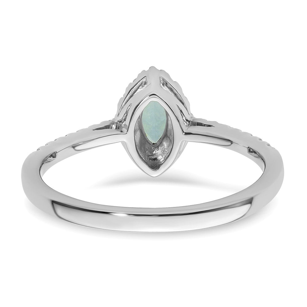 14K White Gold Lab Grown VS/SI FGH Dia and Aquamarine Ring