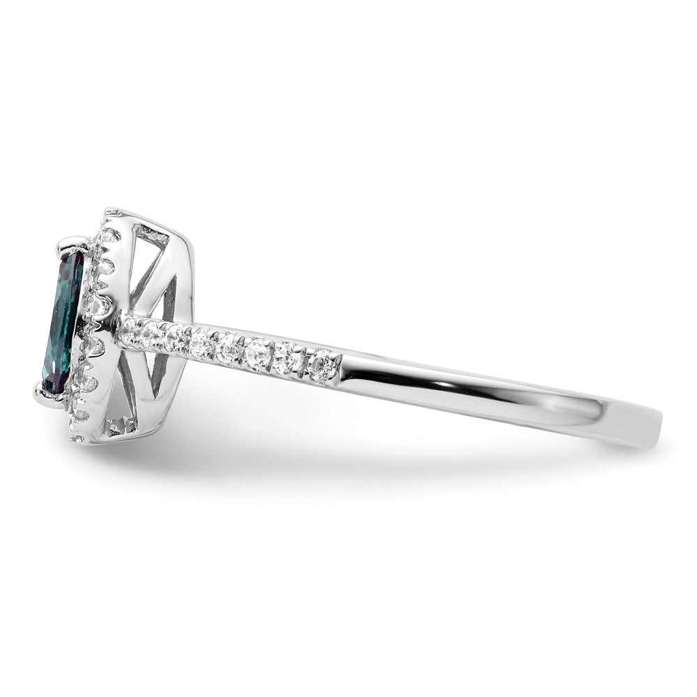 14K White Gold Lab Grown VS/SI FGH Dia and Created Alexandrite Ring