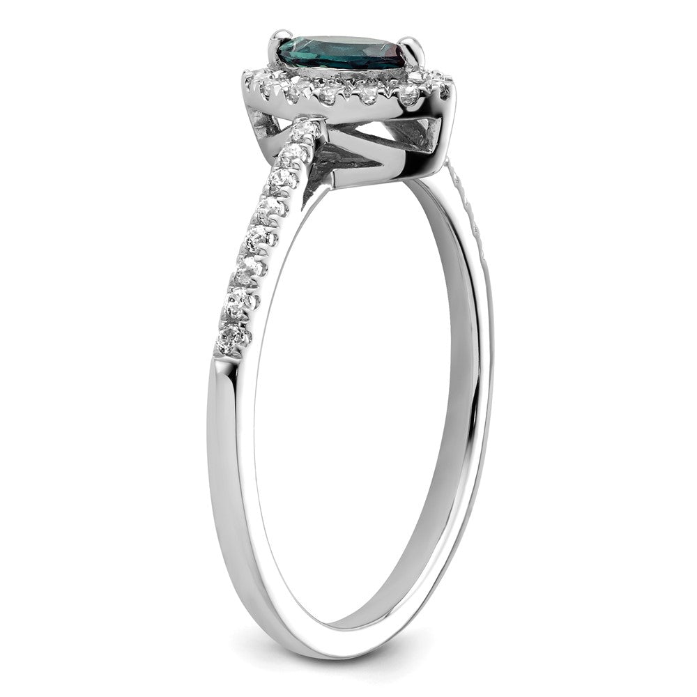 14K White Gold Lab Grown VS/SI FGH Dia and Created Alexandrite Ring