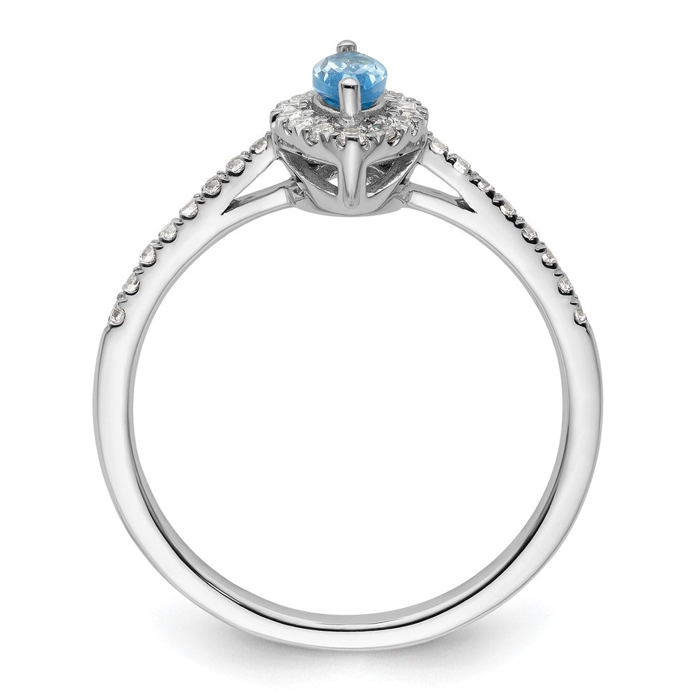 14K White Gold Lab Grown VS/SI FGH Dia and Blue Topaz Ring