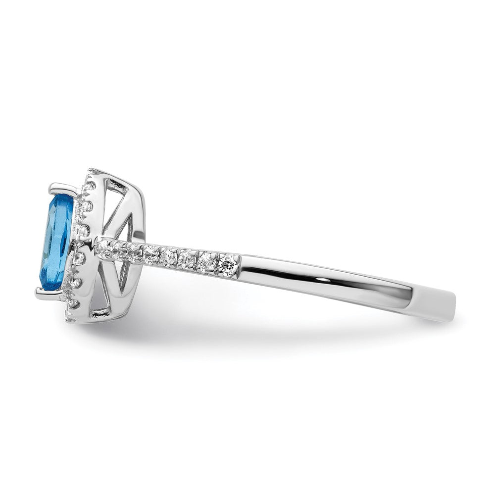 14K White Gold Lab Grown VS/SI FGH Dia and Blue Topaz Ring