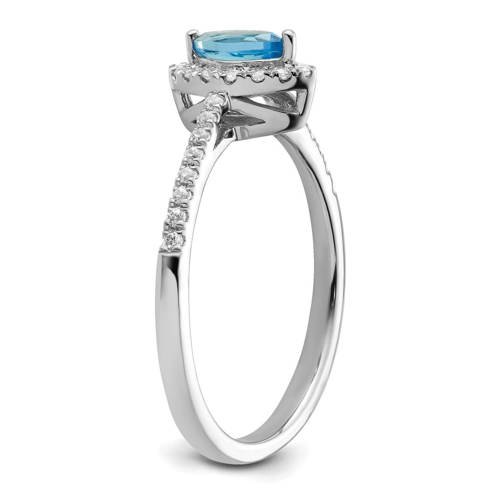 14K White Gold Lab Grown VS/SI FGH Dia and Blue Topaz Ring