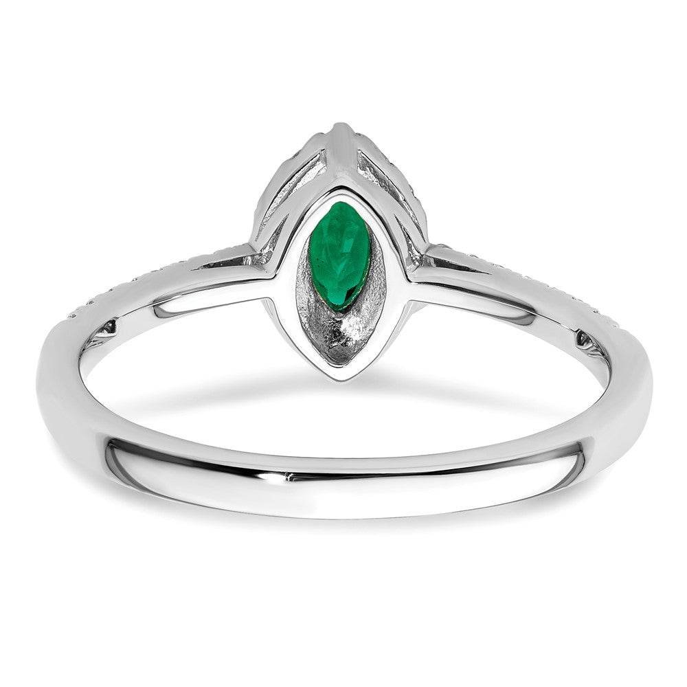 14K White Gold Lab Grown VS/SI FGH Dia and Created Emerald Ring