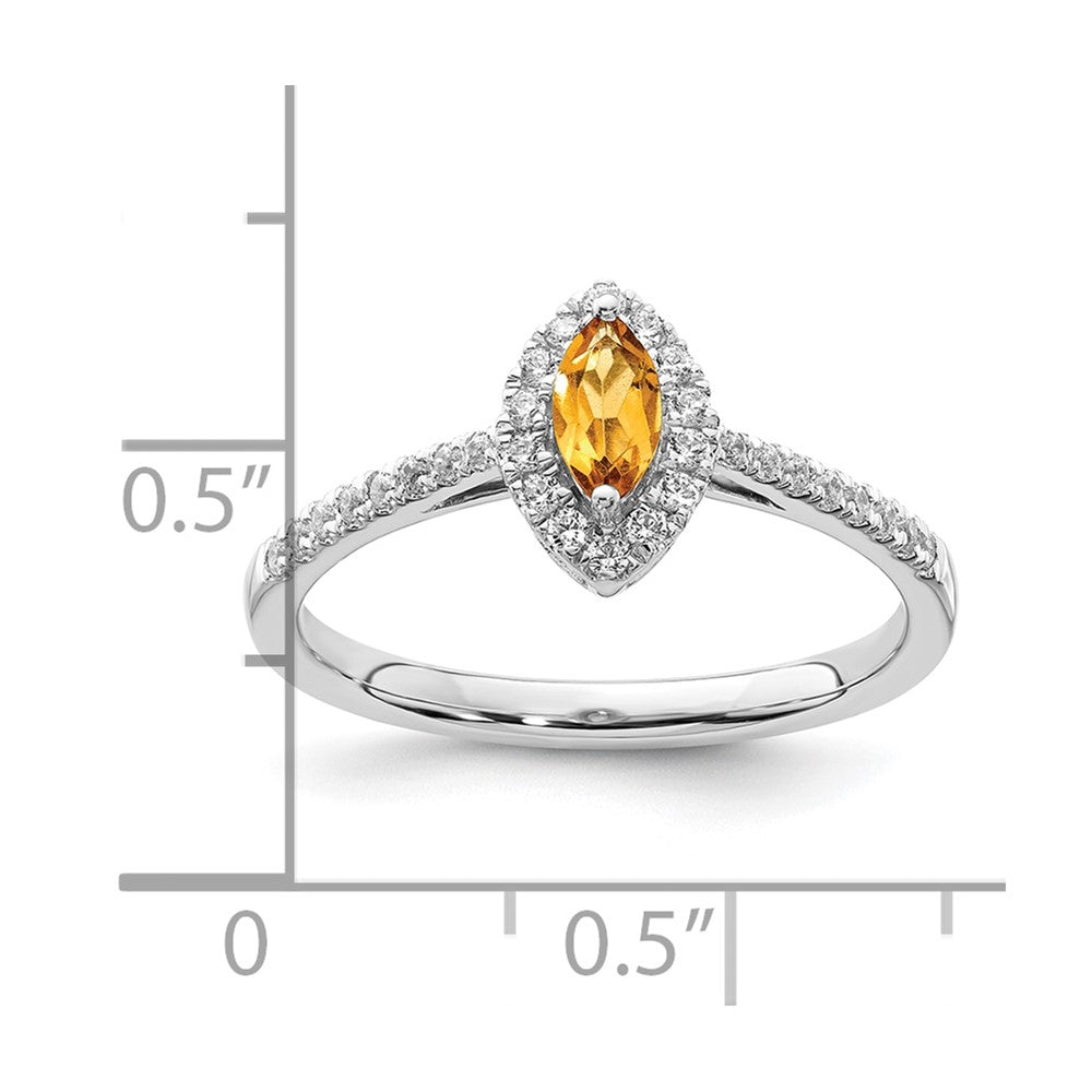 14K White Gold Lab Grown VS/SI FGH Dia and Citrine Ring