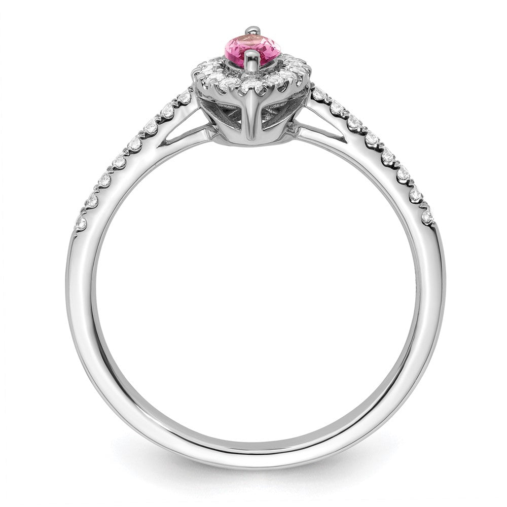 14K White Gold Lab Grown VS/SI FGH Dia and Created Pink Sapphire Ring