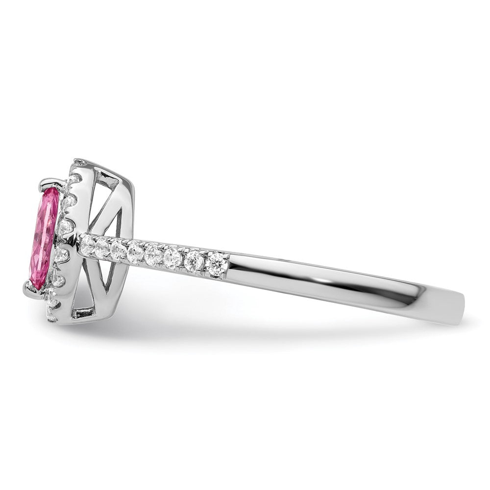 14K White Gold Lab Grown VS/SI FGH Dia and Created Pink Sapphire Ring