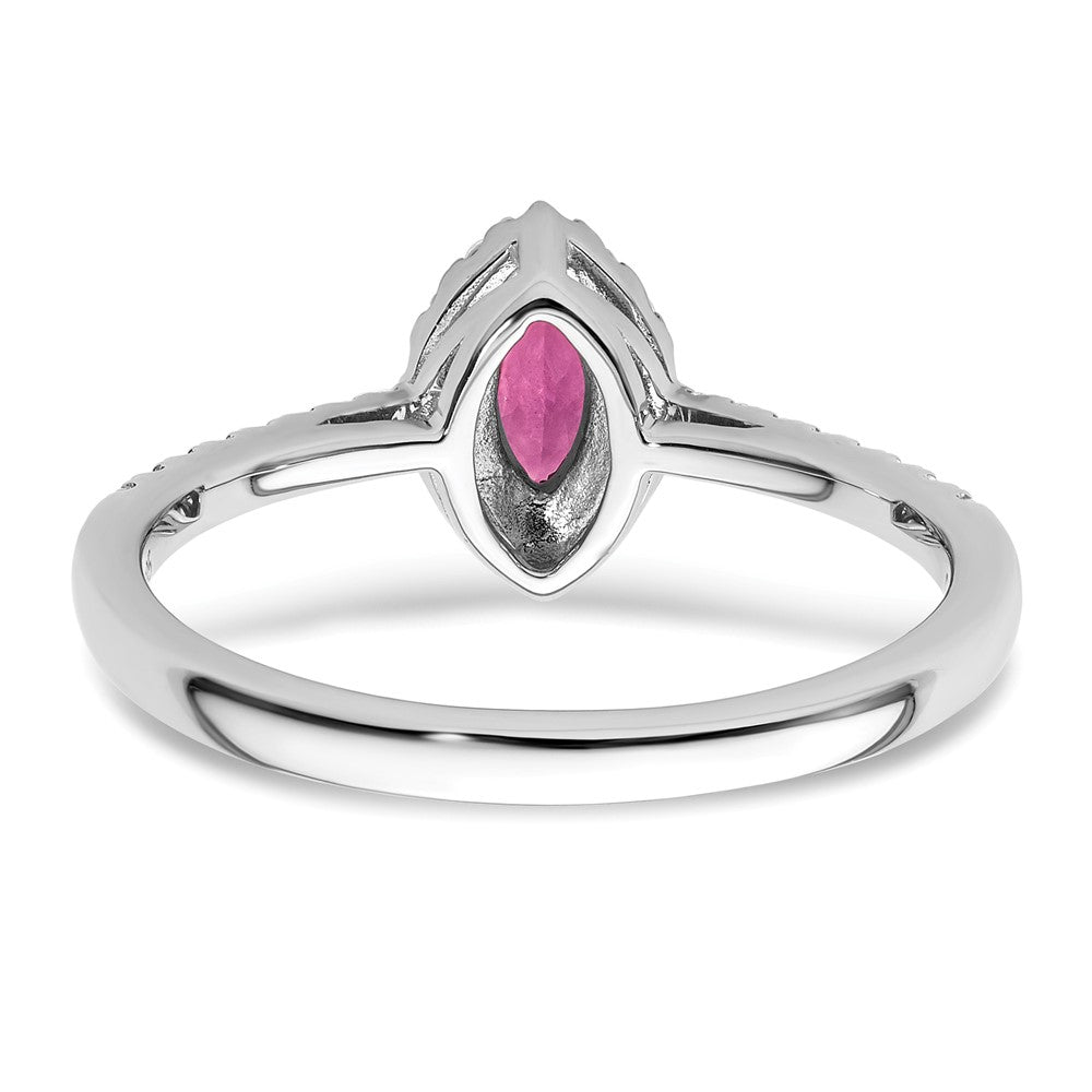 14K White Gold Lab Grown VS/SI FGH Dia and Created Pink Sapphire Ring