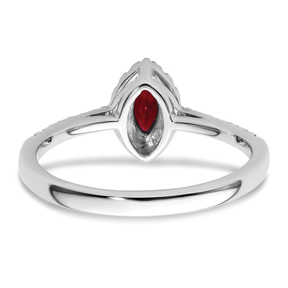 14K White Gold Lab Grown VS/SI FGH Dia and Created Ruby Ring