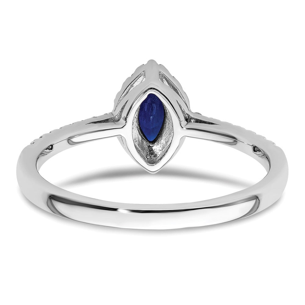 14K White Gold Lab Grown VS/SI FGH Dia and Created Blue Sapphire Ring