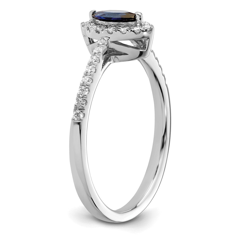 14K White Gold Lab Grown VS/SI FGH Dia and Created Blue Sapphire Ring