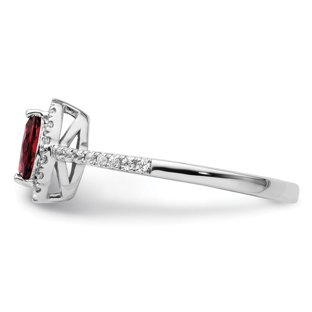 14K White Gold Lab Grown VS/SI FGH Dia and Garnet Ring