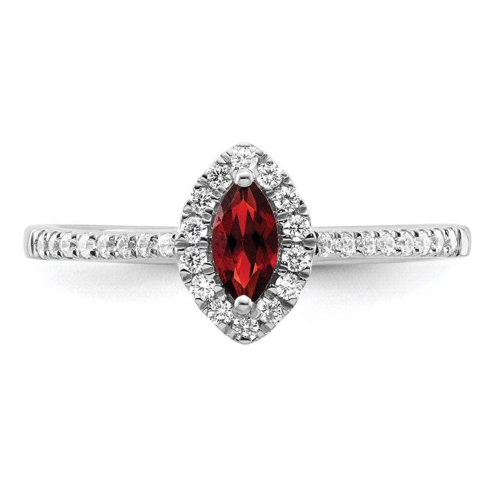 14K White Gold Lab Grown VS/SI FGH Dia and Garnet Ring