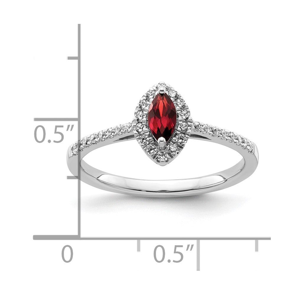 14K White Gold Lab Grown VS/SI FGH Dia and Garnet Ring