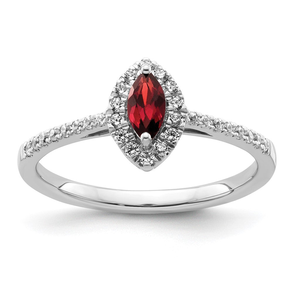 14K White Gold Lab Grown VS/SI FGH Dia and Garnet Ring