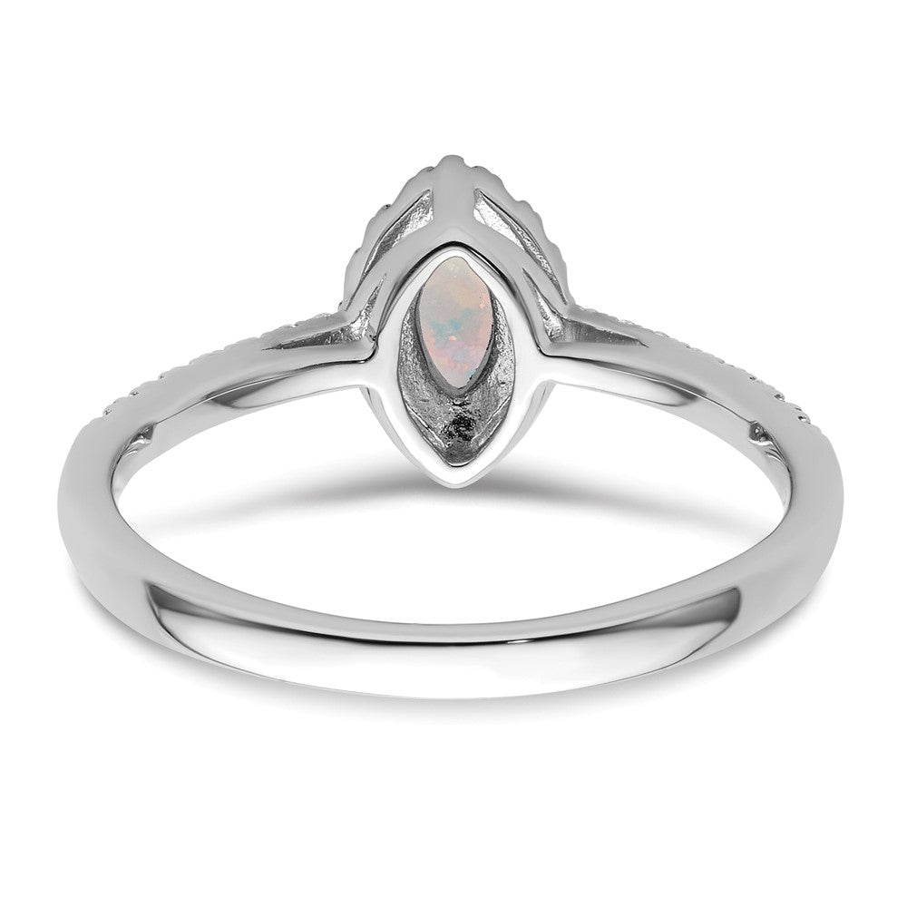 14K White Gold Lab Grown VS/SI FGH Dia and Created Opal Ring