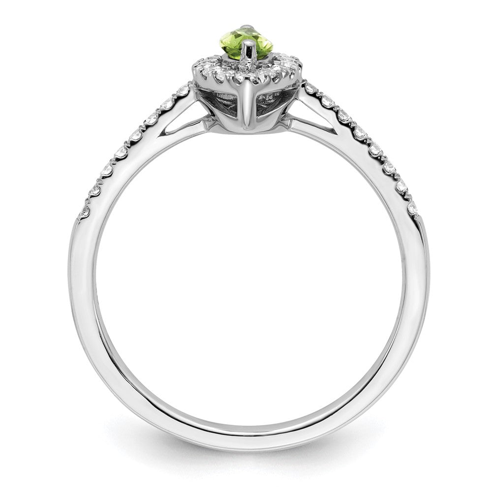 14K White Gold Lab Grown VS/SI FGH Dia and Peridot Ring