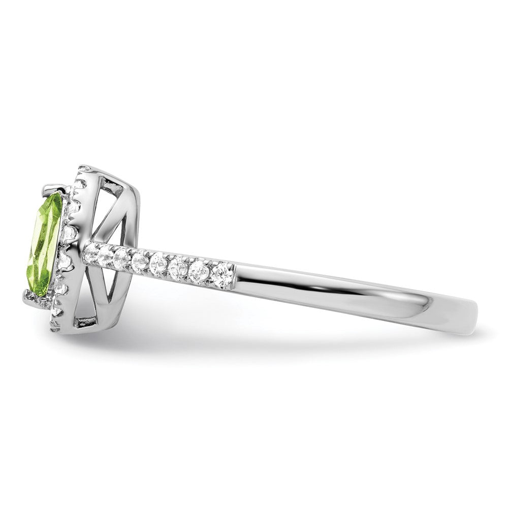 14K White Gold Lab Grown VS/SI FGH Dia and Peridot Ring