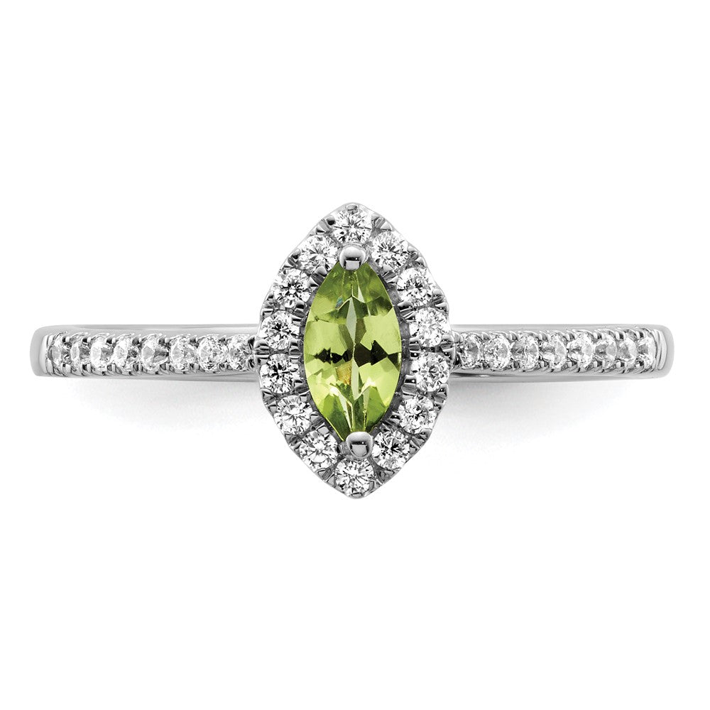 14K White Gold Lab Grown VS/SI FGH Dia and Peridot Ring