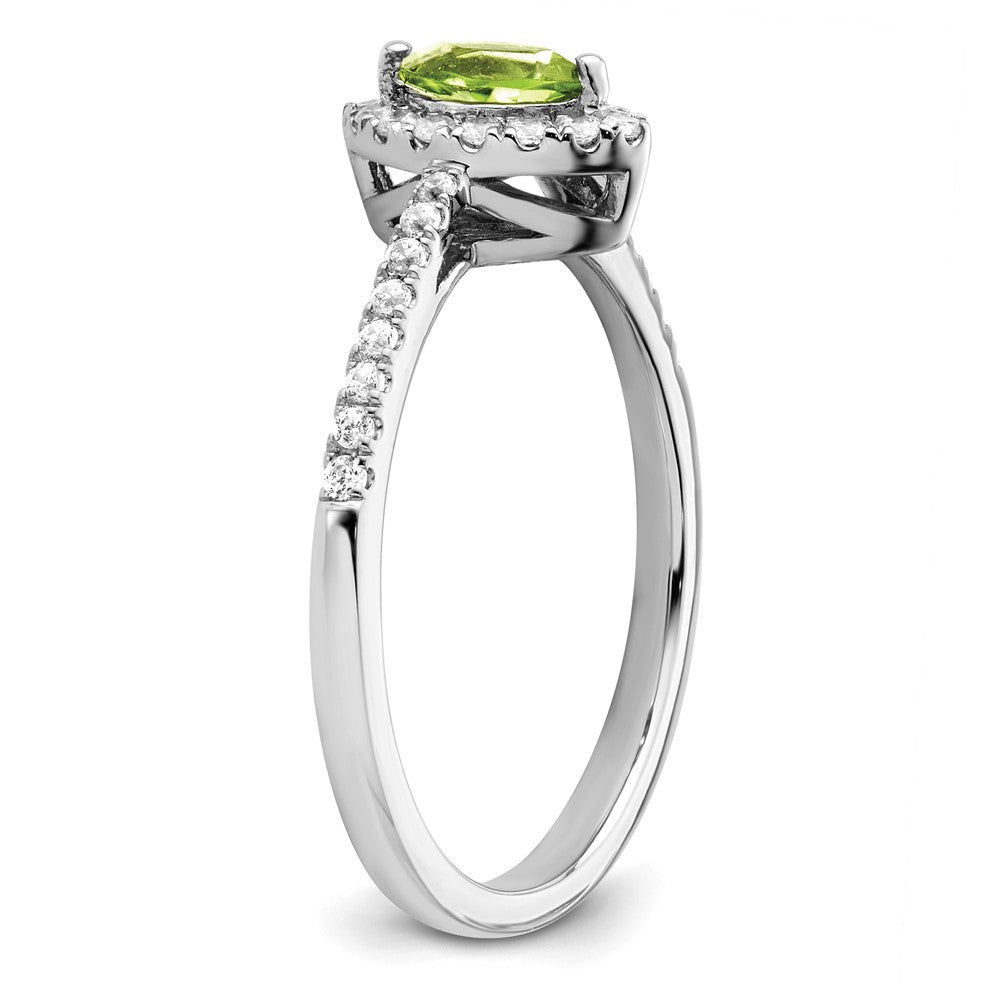 14K White Gold Lab Grown VS/SI FGH Dia and Peridot Ring