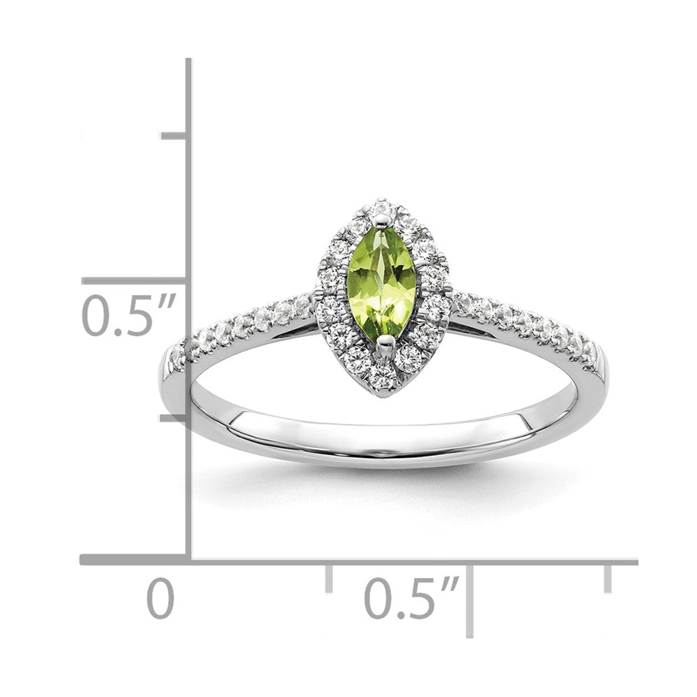 14K White Gold Lab Grown VS/SI FGH Dia and Peridot Ring